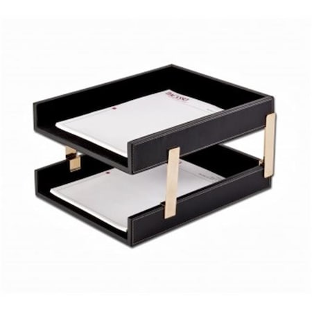 Eva-Dry/Momentum Sales & Mktg Dacasso a1220 Leather Double Stacking Trays - Rustic Black a1220